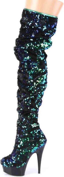 Pleaser - DELIGHT-3004 Plateau overknee Laarzen - US 7 - 37 Shoes - Groen/Zwart — thumbnail 3