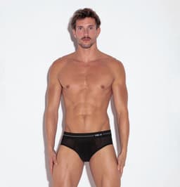 CODE 22 Sheer Mesh Brief Black - MAAT XL - Erotisch Heren Ondergoed - Slip voor Man - Sexy mannen Slip — thumbnail 3