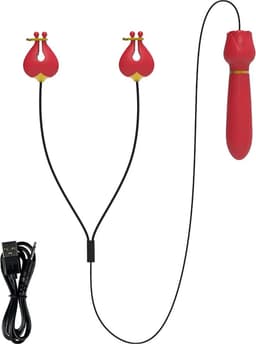 Tepelklemmen vibrator met G-spot vibrator - Vibrerende dildo - Verstelbaar - 10 vibratiestanden - 16.5CM - Siliconen — thumbnail 2