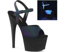 Pleaser - ADORE-709REFL Sandaal met enkelband, Paaldans schoenen - Paaldans schoenen - 35 Shoes - Groen/Zwart