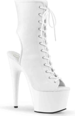 Adore-1016 plateau peeptoe enkellaars met open hiel en stiletto hak mat wit - (EU 36 = US 6) - Pleaser — thumbnail 1