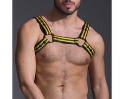 665 Neopreen - Riemenbody - Neoprene Bulldog Harness - Geel - Verkrijgbaar in 3 maten M