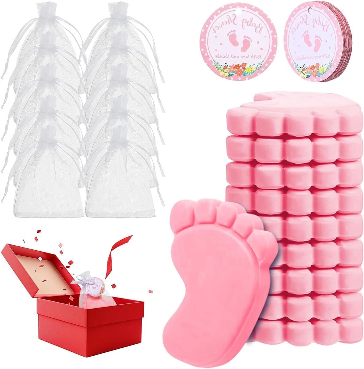 Gender Reveal Zeep - Feest Cadeautjes - Feest Vieren - Handgemaakte Herinnering - 10 Sets - Roze — afbeelding 1
