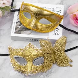 Masquerade Masks - 2pcs Lace Venetian Party Eye Mask - Halloween Costume Mask - Classic Mardi Gras Mask voor Stellen - Vrouwen en Mannen — thumbnail 3