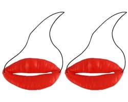 Allecto - sausage mouth decor - grappige lippen - 2x set - voor Halloween - feestartikelen - leuk voor feestjes - rood