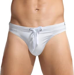 Zwemshorts voor heren, sexy en laag in de taille, ademend en sneldrogend, ideaal voor watersporten, EU maat XS-L, kleur wit, maat L — thumbnail 1