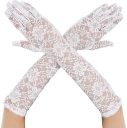 SMOAKEZ- Bruidshandschoenen Lange Kanten - Vingerhandschoenen met Bloem - Danshandschoenen - Elastische Handschoenen - Theefeestkostuum - Luxe Comfort Pasvorm — thumbnail 1