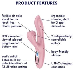 Satisfyer Pro+ G-Spot Generation 2 | rabbitvibrator met luchtdruk & vibratie | lcd-display | G-spot & clitoris | waterdicht IPX7 | USB-C — thumbnail 3