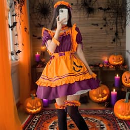 Dailygoods- Maid Kostuum Halloween - Anime/Cosplay - Vloeiende Rok - Maat M/L/XL/2XL/3XL - Hoofdband - Ademend Polyester — thumbnail 4