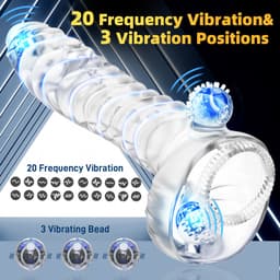 Daity Sleeves, draadloze herbruikbare sleeve met vibrerende ring, transparante sleeve, penisringverlenger, ultrazachte vergroting voor stellen, vibrerende dildo - Transparant — thumbnail 4