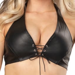 Rimba - Lederen Bustier met Vetersluiting - Zwart L — thumbnail 3
