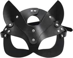 CE - Kat Masker - Sexy - Latex Halve Gezicht - Zwart — thumbnail 2