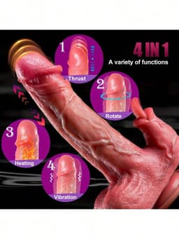 Oneay 360° Thrusting Dildo Vibrator met Likkende Tong & Verwarming – 10 Vibratiestanden – Realistische Dubbele Penetratie Vibrator met Afstandsbediening & Zuignap – G-spot en Clitoris Stimulator voor Vrouwen en Koppels — thumbnail 2
