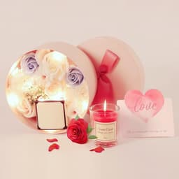 Zeepbloemen Cadeaubox - Aromatherapie Set - Romantisch Cadeau Geven - Met LED Verlichting - 16 x 16 x 8.2 cm — thumbnail 2