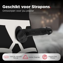 Rosebay Realistische Dildo 21 cm - Zachte Siliconen Dildo met Zuignap & Balzak - Dildo voor Mannen en Vrouwen - Zwart — thumbnail 4
