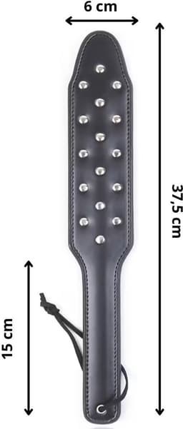 Luxe Spanking Paddle met Studs – 37,5 cm Zwart PU-leer – BDSM Paddle – Sex Toys voor Koppels – Erotische Zweep — thumbnail 3