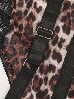 Sexy Lingerie Body – Zwart, Mesh & Jarretels – Panterlook & Kant – Verstelbare bandjes – Bondage Look – BDSM – Kinky – Verleidelijk, Sensueel & Krachtig – Lingerie Erotisch – Lingerieset –Lingerie Sexy Setje – Dare to Undress – XS/S, M, L, XL, XXL — thumbnail 9