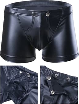 LekkerStout PU Lederen Boxershort - Open Kruis - Zwart - Sexy Herenondergoed | XXL | ( LS154 ) — thumbnail 2