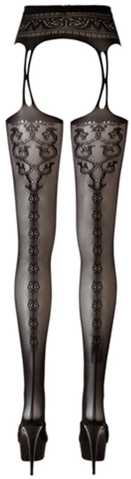 Cottelli Collection – Naadloze Jarretel Gordel met Net Kousen voor Gewillige Look – Maat L/XL - Zwart — thumbnail 3