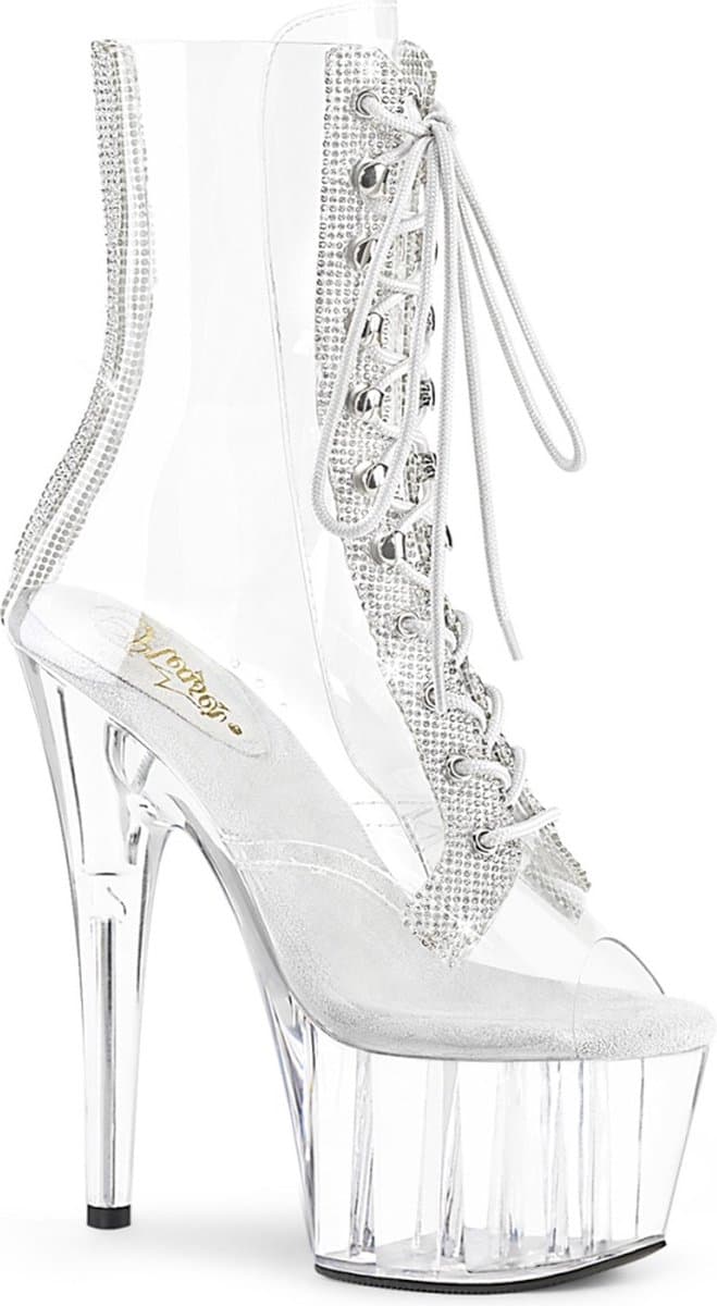 Pleaser - ADORE-1021C-2 Plateau Laarzen, Paaldans schoenen - Paaldans schoenen - 39 Shoes - Transparant — afbeelding 1