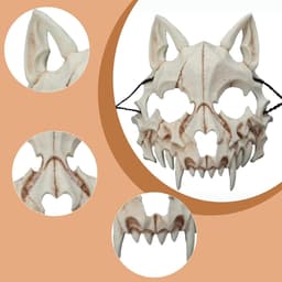 Skelet Masker Halloween, Hars Hond Schedel Beenderen Tanden Enge Horror Duivel Wolf Weerwolf Masker Half Masker voor Carnaval Fancy Dress Halloween Masker Skelet Chinless — thumbnail 4