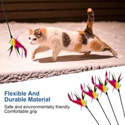 10 stuks kattenhengel, kattenspeelgoed, speelgoed voor katten, kattenhengel, speelgoed, kleurrijke kattenspeelgoed, veren, speelgoed voor katten met bel, voor katten — thumbnail 3