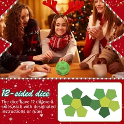 1x Cadeau-uitwisselingsdobbelsteen Kerst - 12 Zijden en Zachte Randen - 10 x 10 x 10 cm - voor Kerstfeest, Familie en Party - PU Materiaal, Incl. Spelregels — thumbnail 2