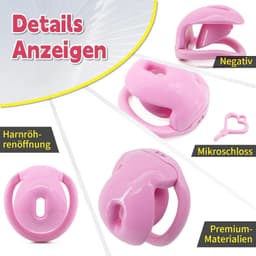 Penisklem met 4 ringen en riem, 3D-geprint, 2 sleutelsets — thumbnail 2