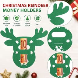 Kerstgeldgeschenken, 16 stuks rendieren vilten kerstcadeauverpakking, kerstcadeauverpakking, Ren vilt, verpakking kerstcadeau, kerstdecoratie om cadeau te geven voor geld — thumbnail 5