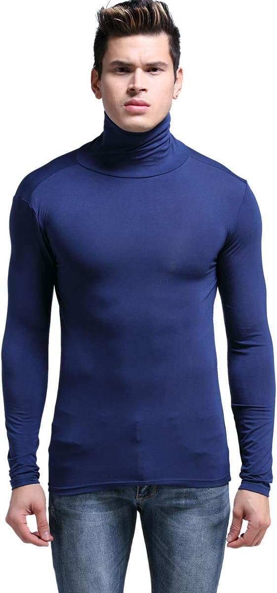 Thermische modal basislaag coltrui lange mouwen trui top thermisch ondergoed voor heren herfst winter tops — afbeelding 1