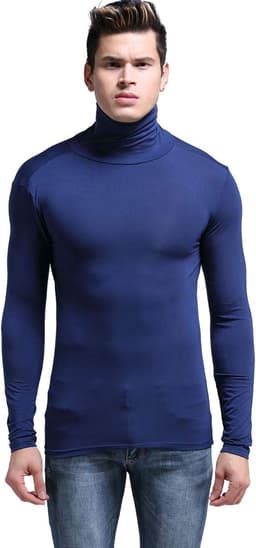 Thermische modal basislaag coltrui lange mouwen trui top thermisch ondergoed voor heren herfst winter tops — thumbnail 1