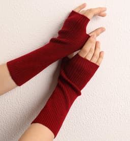 Kasjmier polswarmers armwarmers vingerloze ribgebreide handschoenen — thumbnail 5