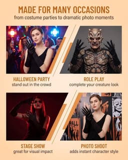 Handschoenen, 1 paar, zwart, lange klauwen met flexibele versterking, opvallende kostuumesthetiek en comfortabele grip voor cosplay, evenementen en Oktoberfeesten — thumbnail 3