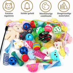 30 stuks kattenspeelgoedset, kattenspeelgoed, muizenballen, verenspeelgoed, pluche speelgoed, interactief kattenaccessoire voor katten, kattenaccessoires — thumbnail 4