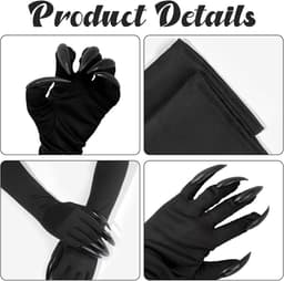 Handschoenen Halloween zwarte klauwen Halloween handschoenen klauwen vampier wolf vingernagels panter handschoenen heksenhandschoenen kat beast katten golves handschoen heks duivel poot voor — thumbnail 2