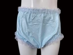 Volwassen Incontinentie Pull-on Plastic Broek Kant Slipje Kleur Baby Blauw met Wit Kant — thumbnail 5
