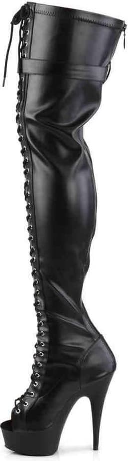 Pleaser - DELIGHT-3025 Plateau overknee Laarzen - US 7 - 37 Shoes - Zwart — thumbnail 3