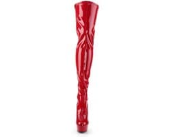 EU 39 = US 9 | DELIGHT-3063 | 6 Heel, 1 3/4 PF Back Lace Thigh Boot, Side Zip — thumbnail 2
