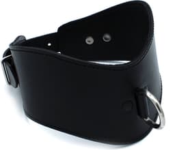 Kiotos - Gecontourde Zwarte Lederen Posture Collar met D-Ring — thumbnail 1