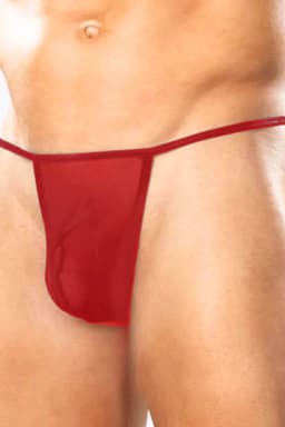 Rode heren string ondergoed elastische tailleband polyester lycra maat XS tot 4XL comfortabel dagelijks — thumbnail 1