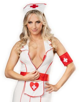 Amorable - Verpleegster Uniform - Wit/Rood S/M — thumbnail 2