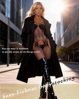 Vrouwen Bodystocking Visnet Catsuit - Zwarte Feestkleding - Rekbaar en Ademend — thumbnail 3