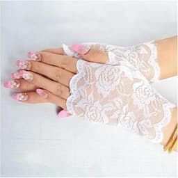 Kanten Handschoenen - Mesh Mittens - Feestelijke Accessoires - Vingerloos Ontwerp - Eén Maat - Zwart — thumbnail 2
