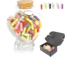 Berichtcapsules in fles - Liefdesboodschappen - Cadeau geven - 100 stuks - Glazen fles - Meerkleurig