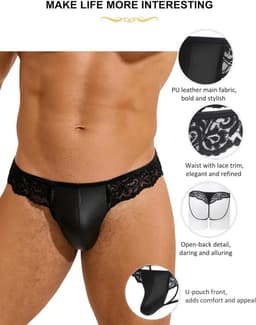 Heren String Leerlook Ondergoed Chic Tanga Sexy Mini Slip Plus Size — thumbnail 2