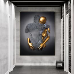 3-delige Kunst Posterset: Romantisch Koppel Beeldhouwkunst Canvas Schilderij (30x40 cm) — thumbnail 3