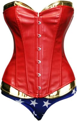 Rood Wonderwoman Superhero Corset Kostuum voor Feest en Thema Avonden — thumbnail 2