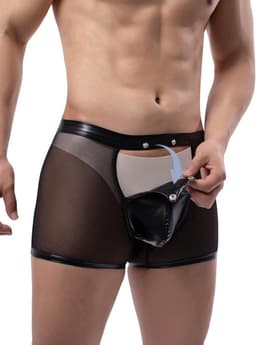 Boxershorts voor heren in kunstleer en wetlook - Sexy lingerie en ondergoed in grote maten — thumbnail 1