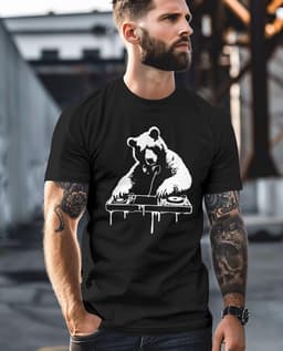 Heren T-Shirt met Luiaard Techno DJ Print | Festival Rave Muziek Shirt — thumbnail 3