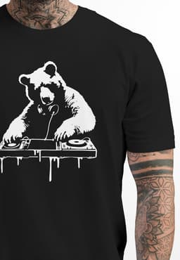 Heren T-Shirt met Luiaard Techno DJ Print | Festival Rave Muziek Shirt — thumbnail 5